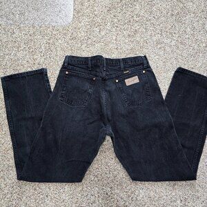 BLACK WRANGLER COWBOY CUT JEANS SZ 35X32 VTG 13MWZWK STRAIGHT LEG USA MADE MENS